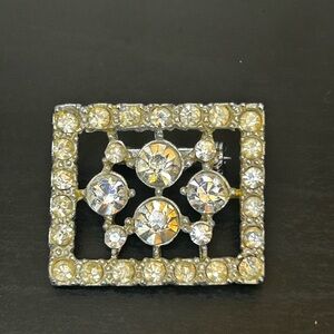 Elegant Silver and Gold Rhinestone Brooch